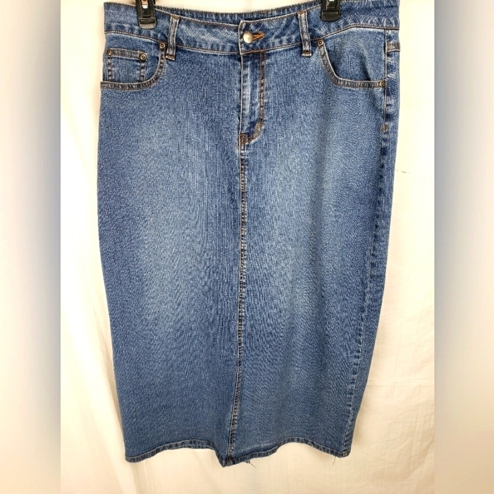 Vintage Street Jeans Medium Washed Blue Jean Midi Skirt Sz 16